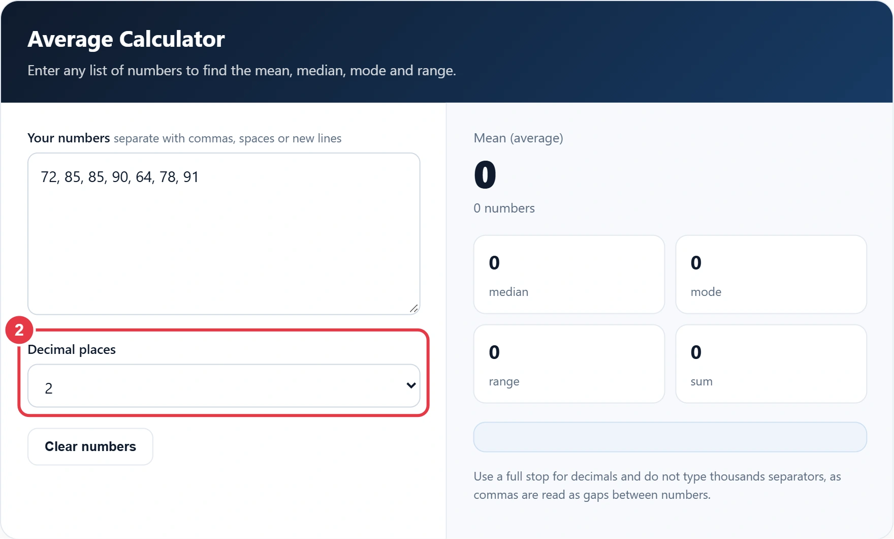 Step 2: choose how many decimal places to show