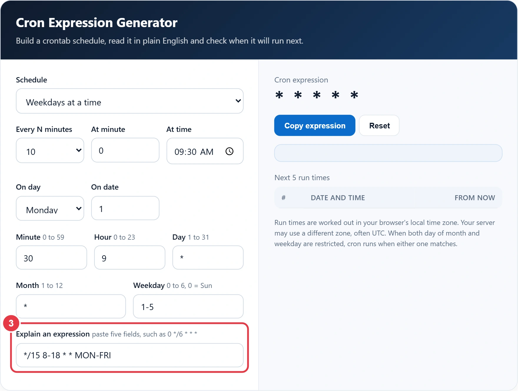Step 3: paste an existing cron expression to have it explained