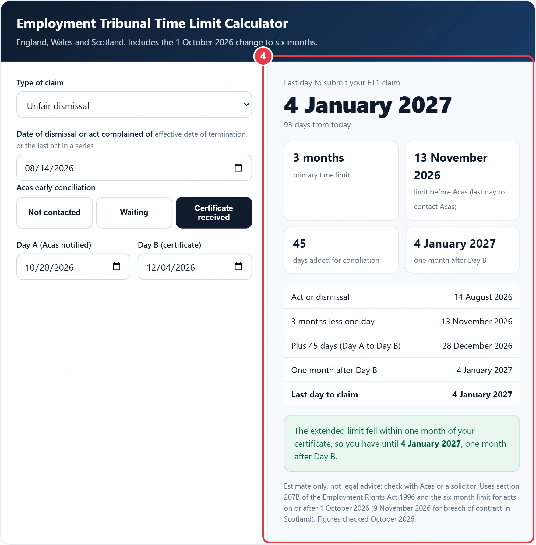 Step 4: read your tribunal deadline and how it was worked out