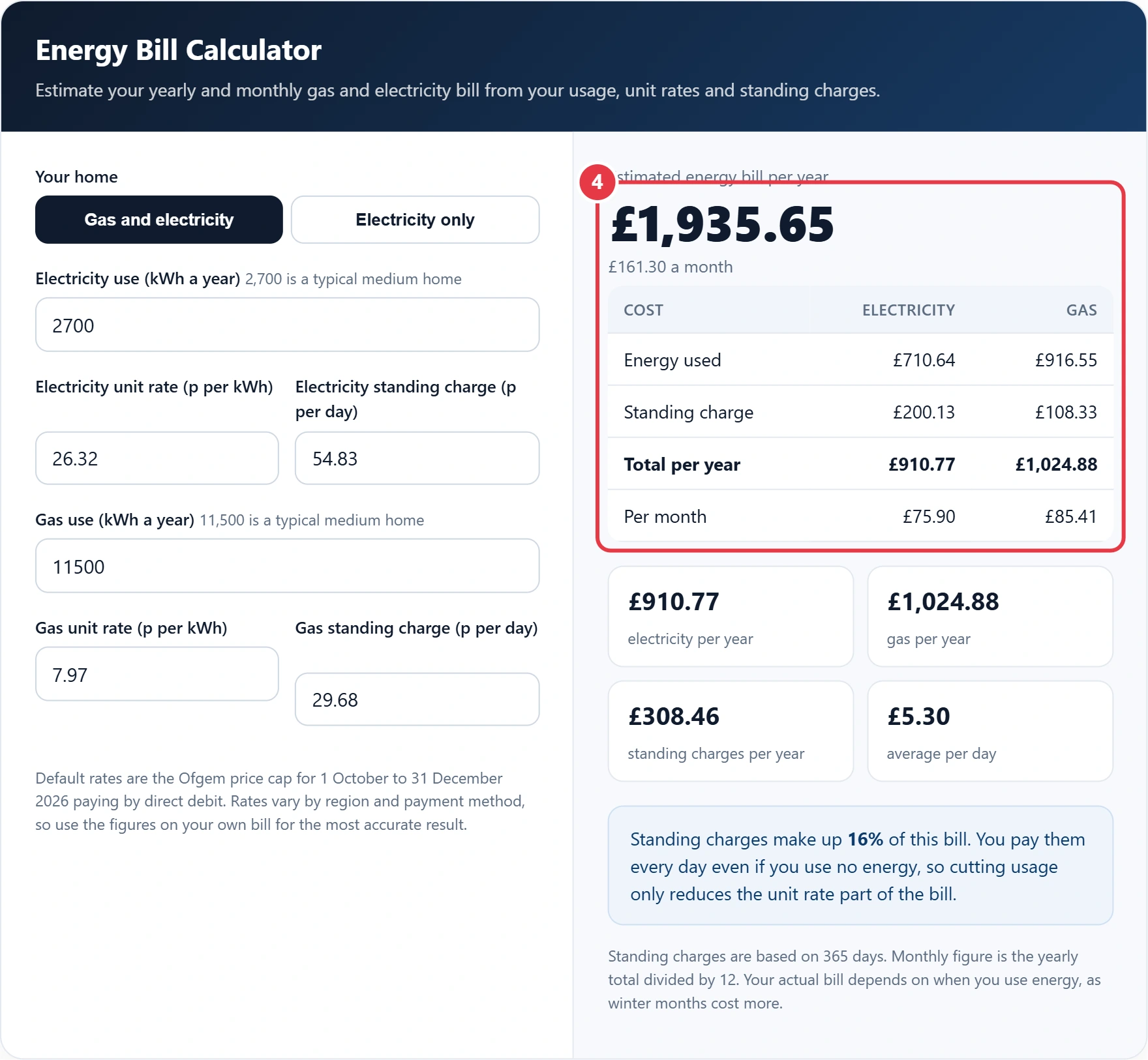 Step 4: read your annual and monthly energy bill breakdown