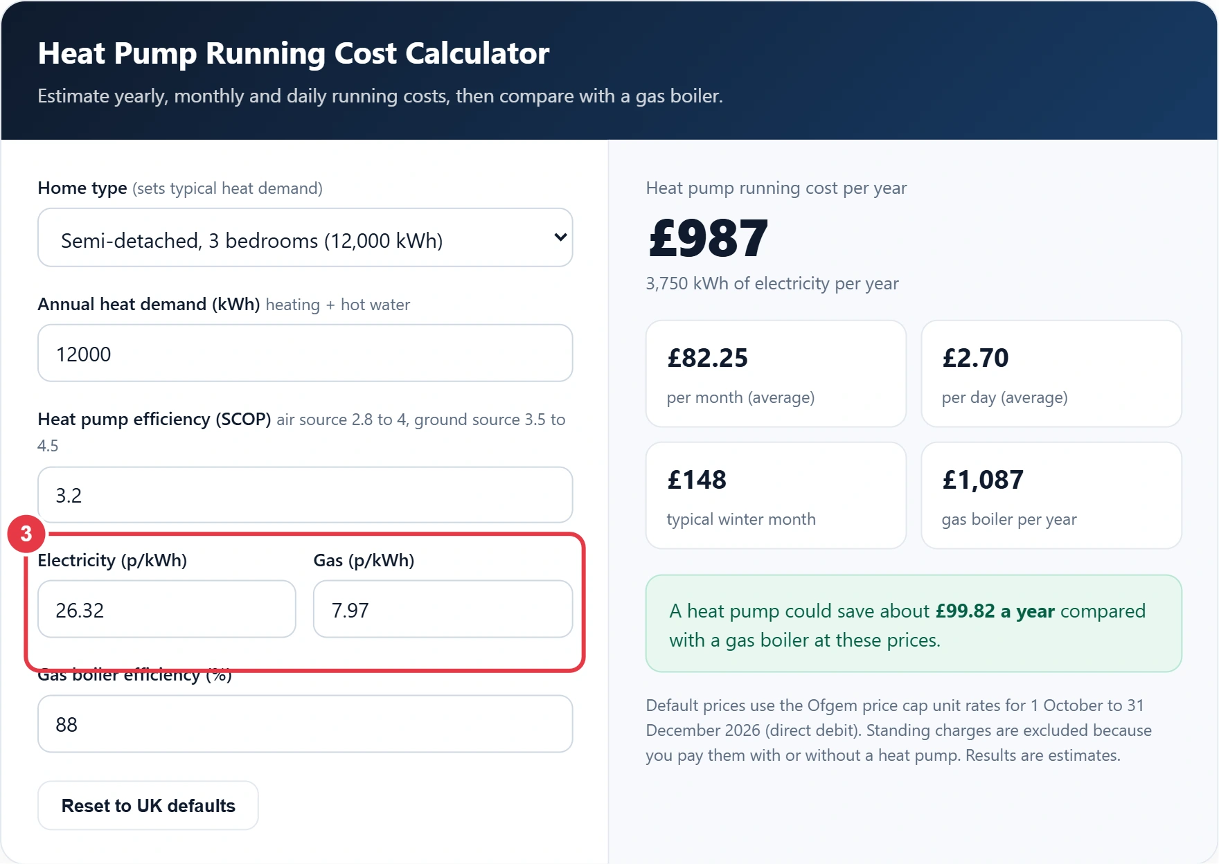 Step 3: check electricity and gas unit prices
