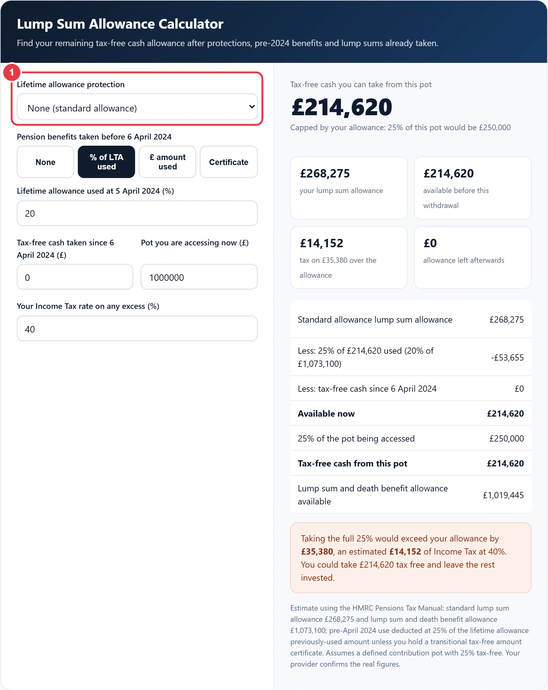 Step 1: choose any lifetime allowance protection you hold