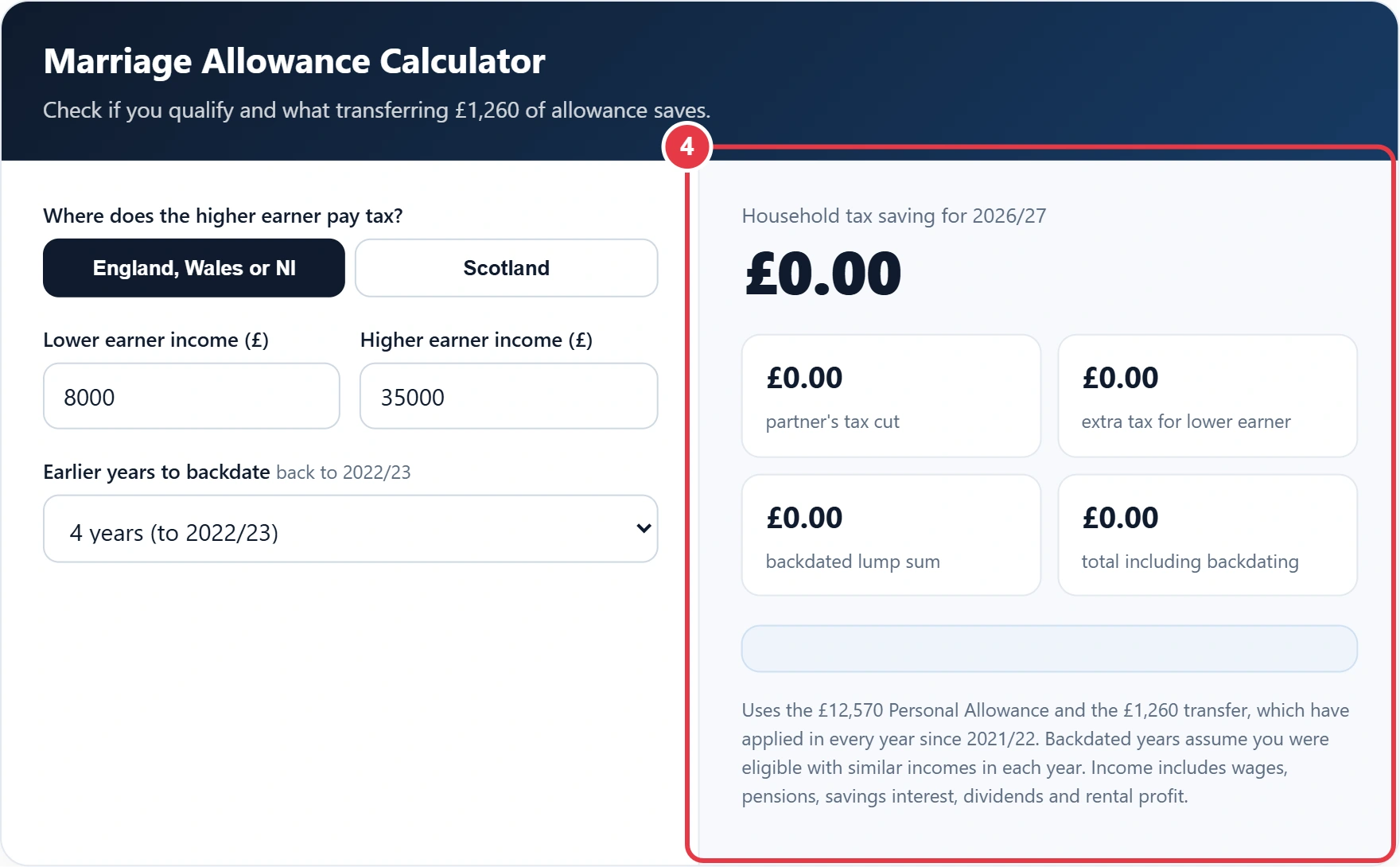 Step 4: read your Marriage Allowance saving