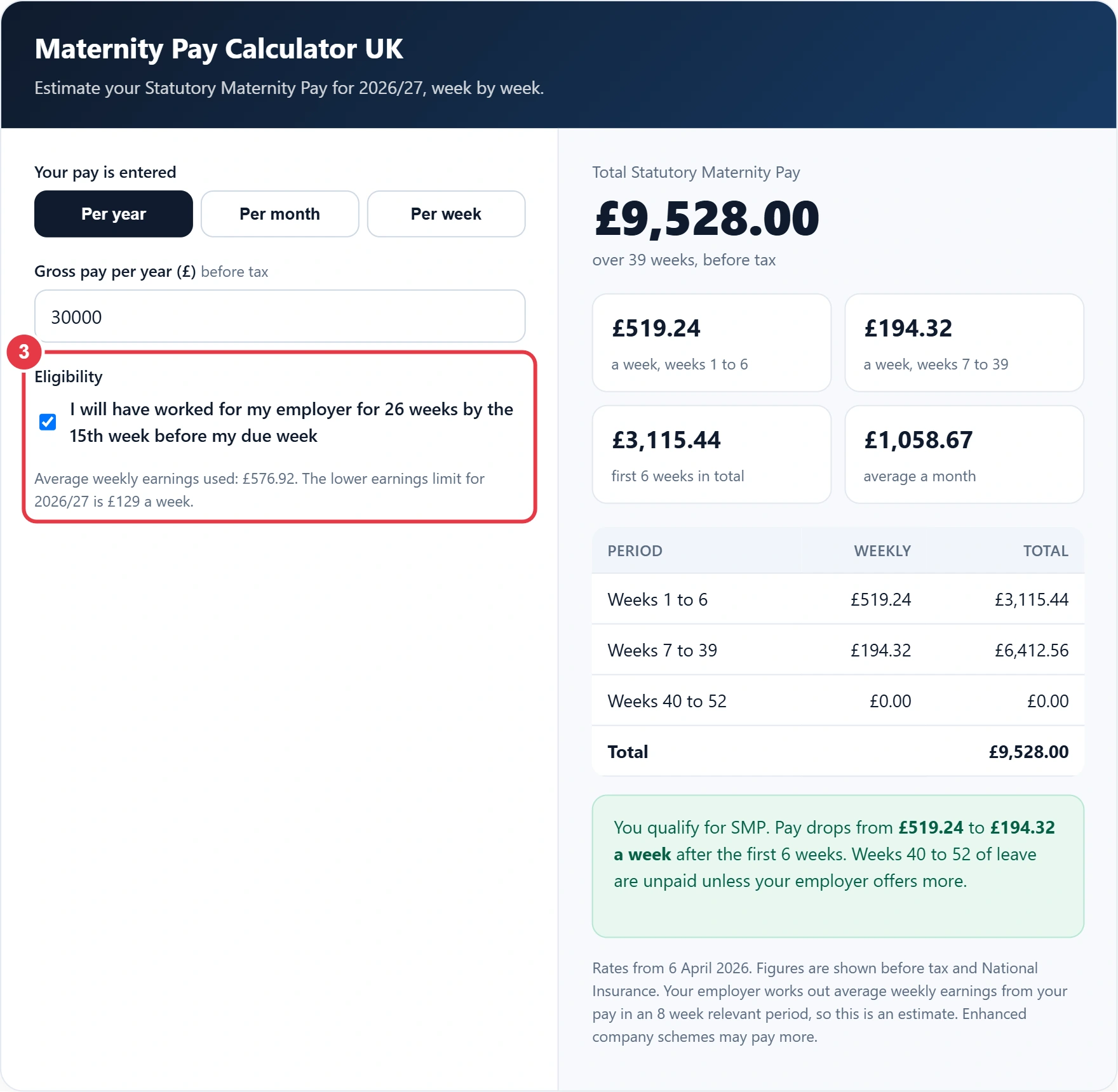 Step 3: confirm the 26 week employment test