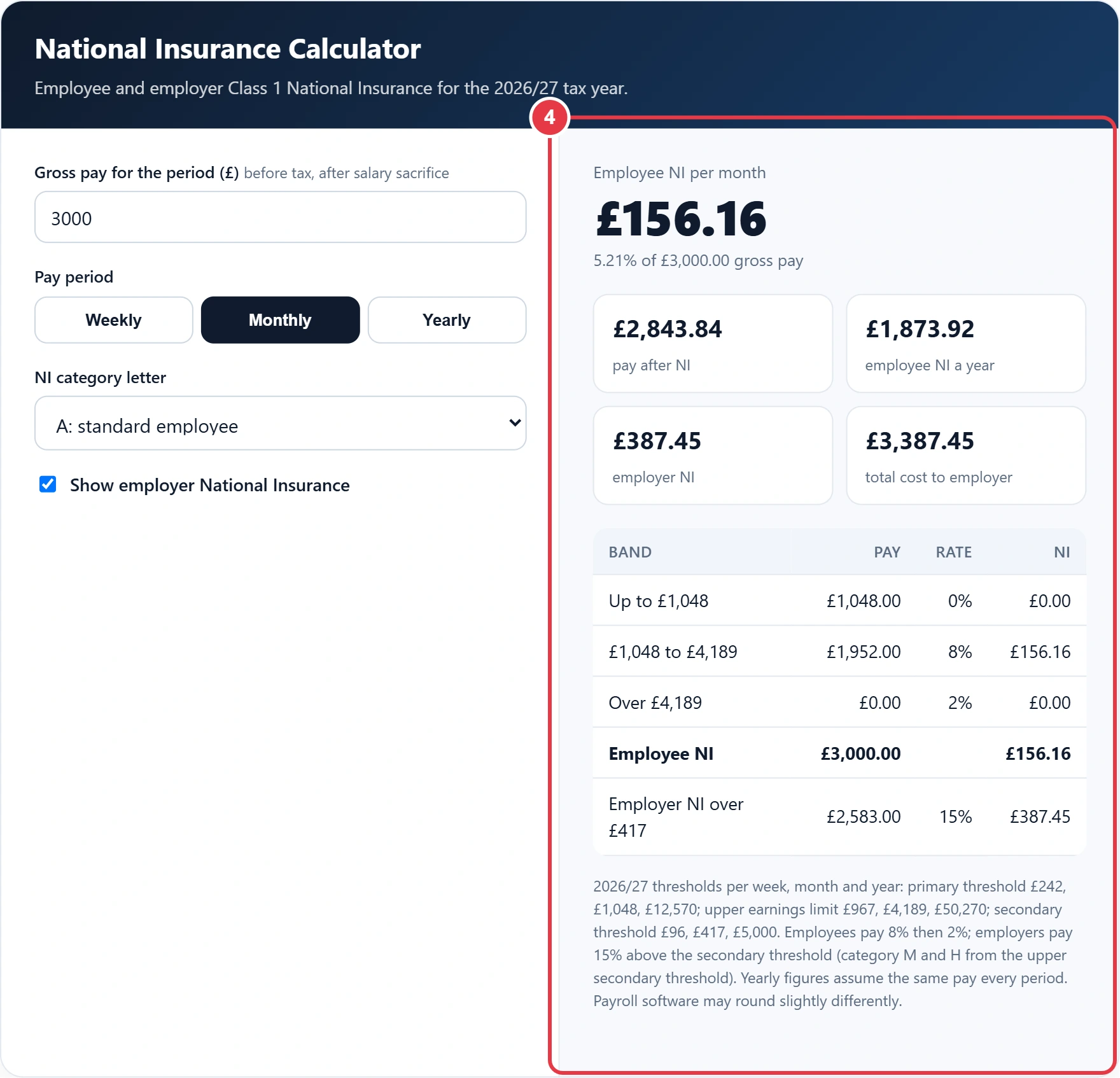 Step 4: read your employee and employer National Insurance