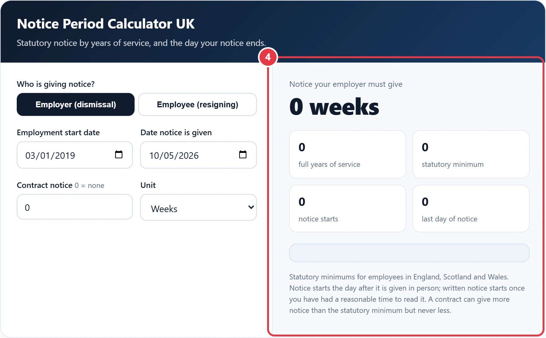 Step 4: read your notice period and end date