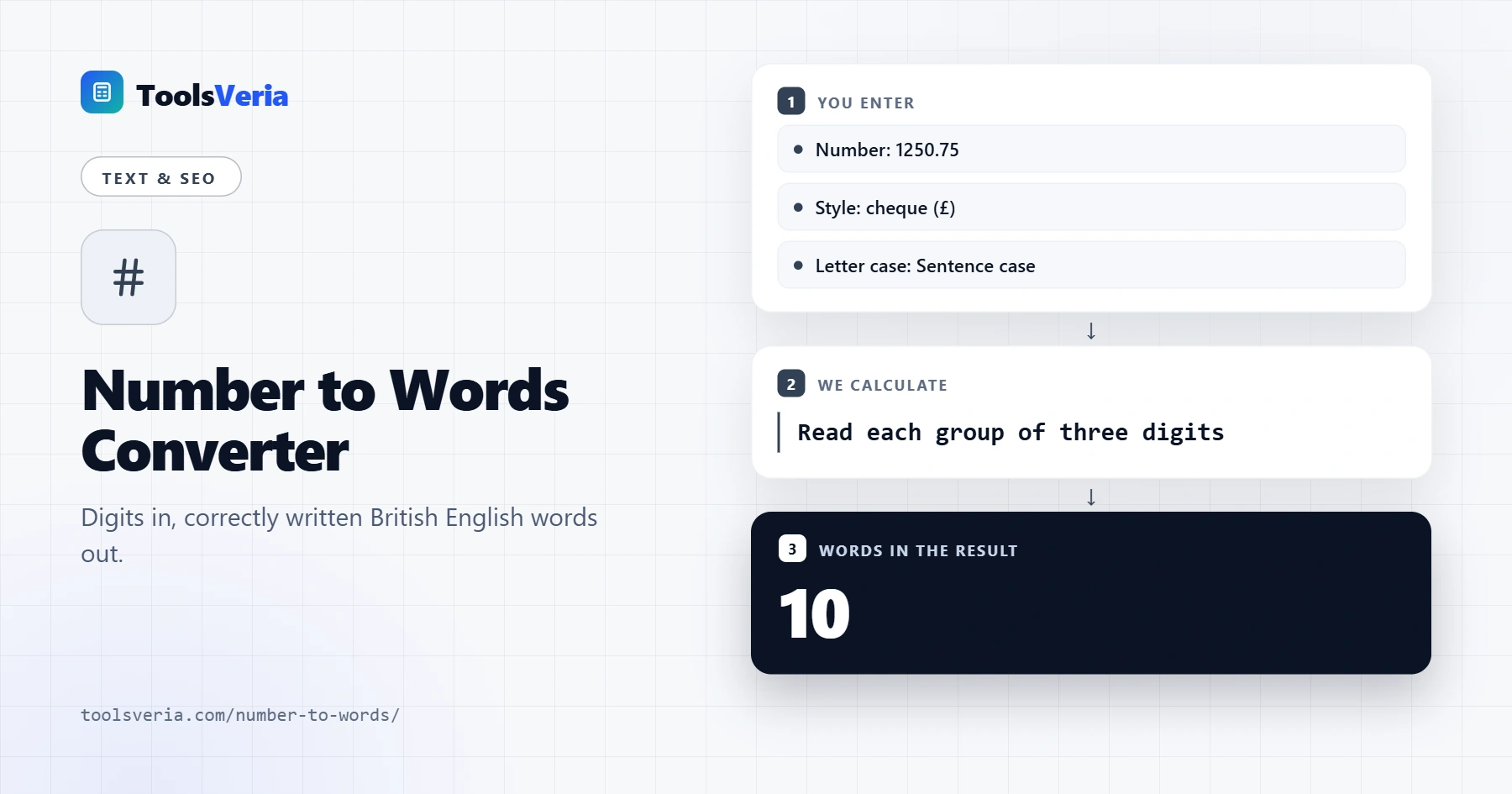 Number to words converter writing a cheque amount in pounds and pence