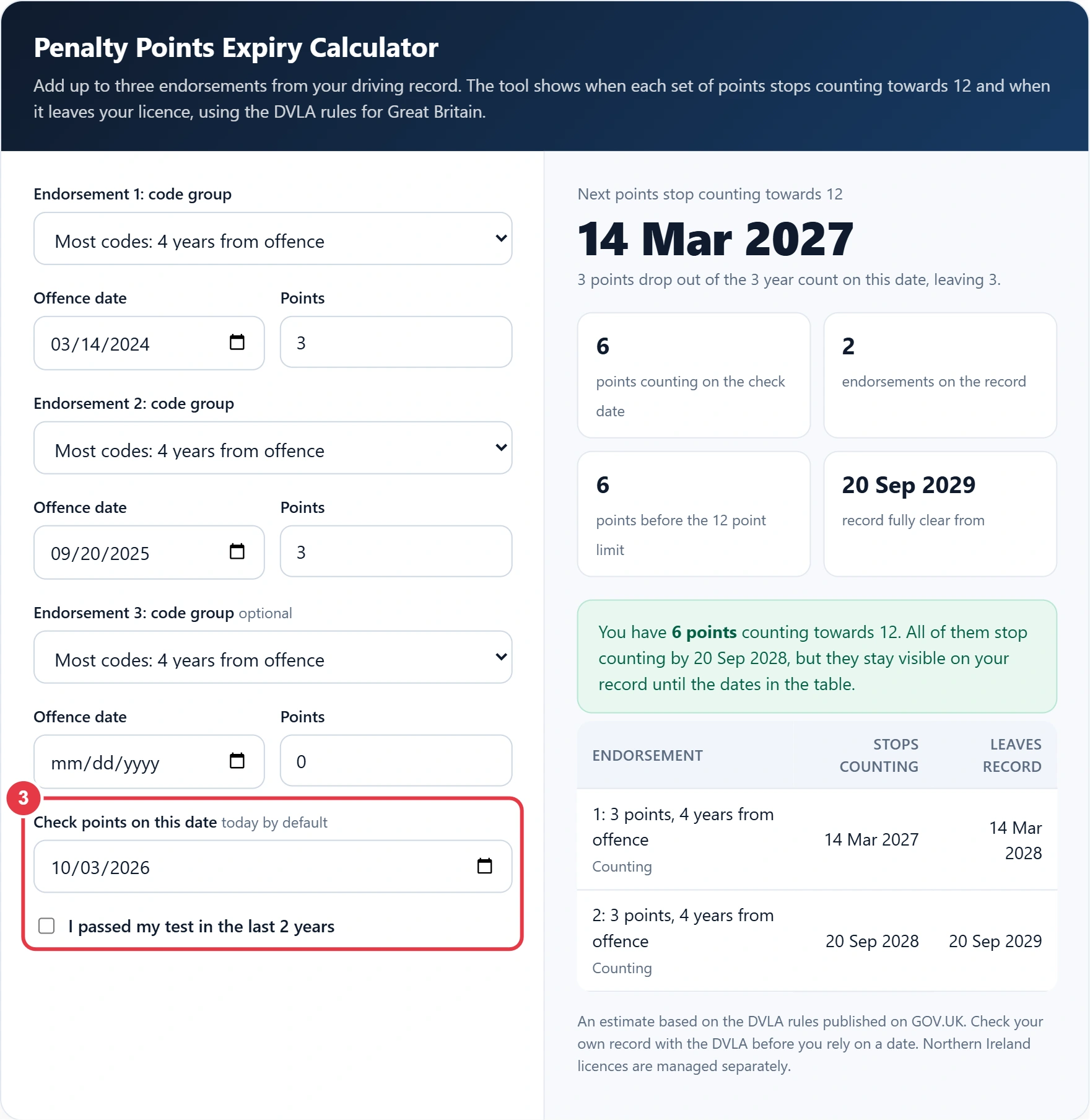 Step 3: set the check date and the new driver option