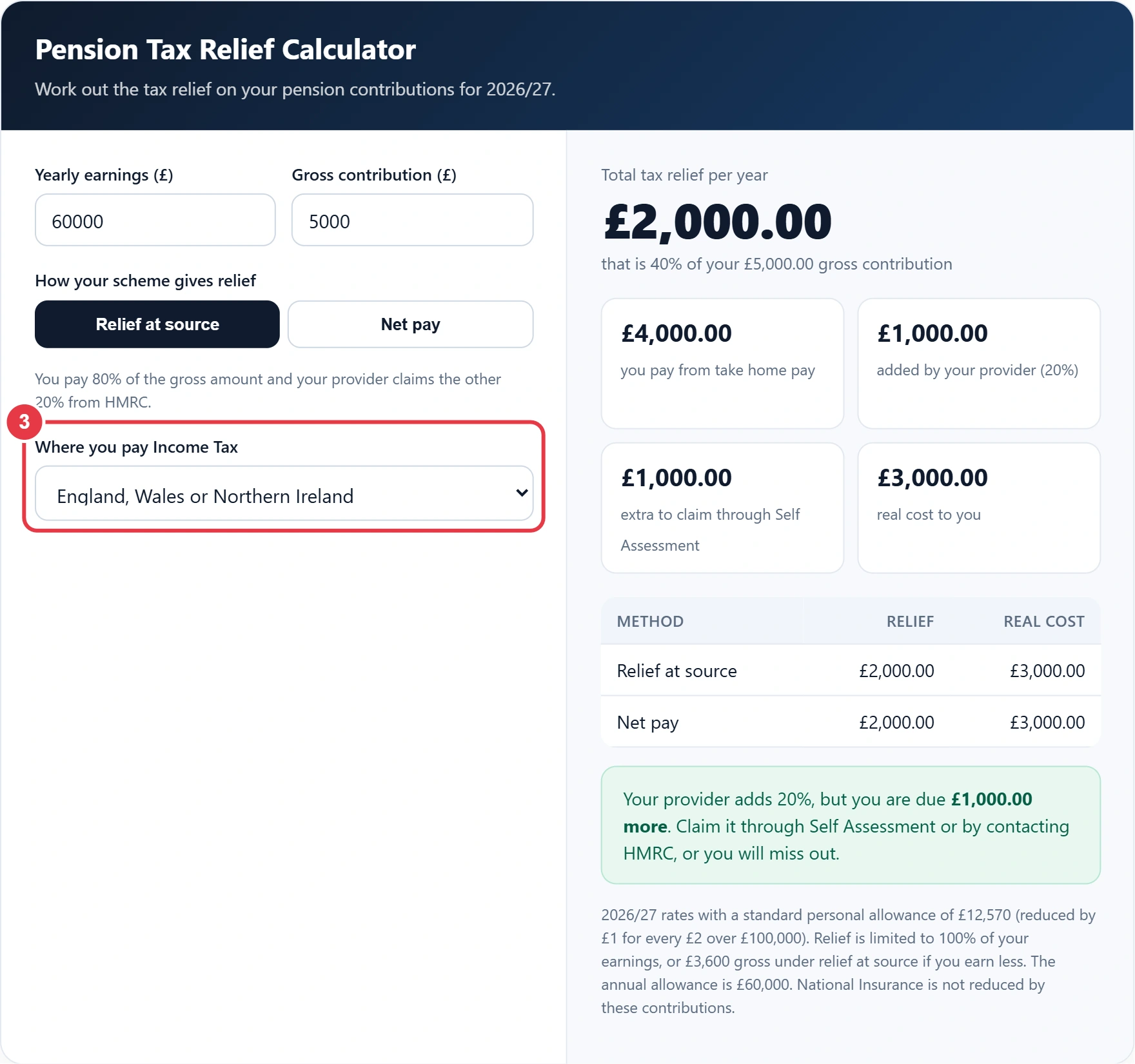Step 3: choose where you pay Income Tax
