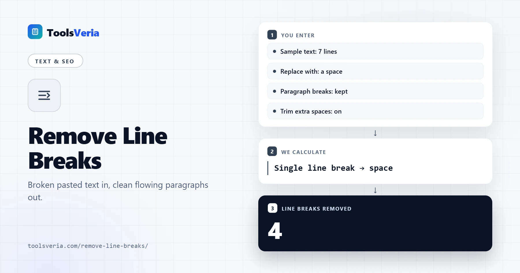 Remove line breaks tool turning broken pasted text into clean paragraphs
