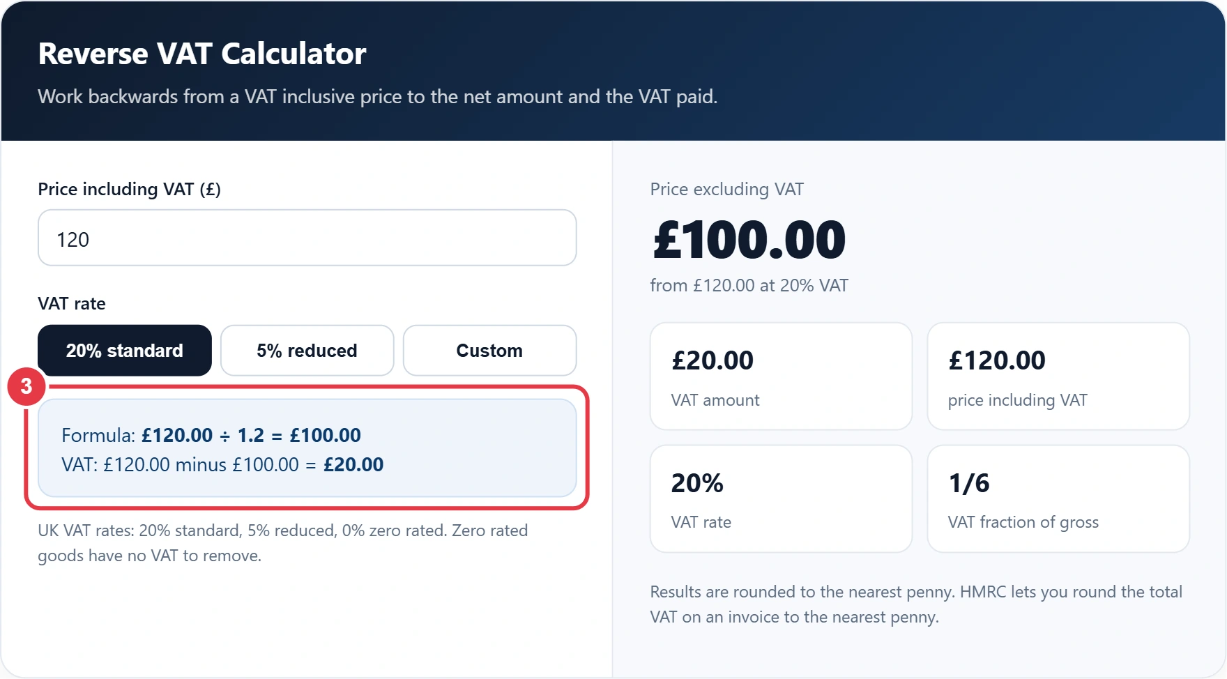 Step 3: check the reverse VAT formula