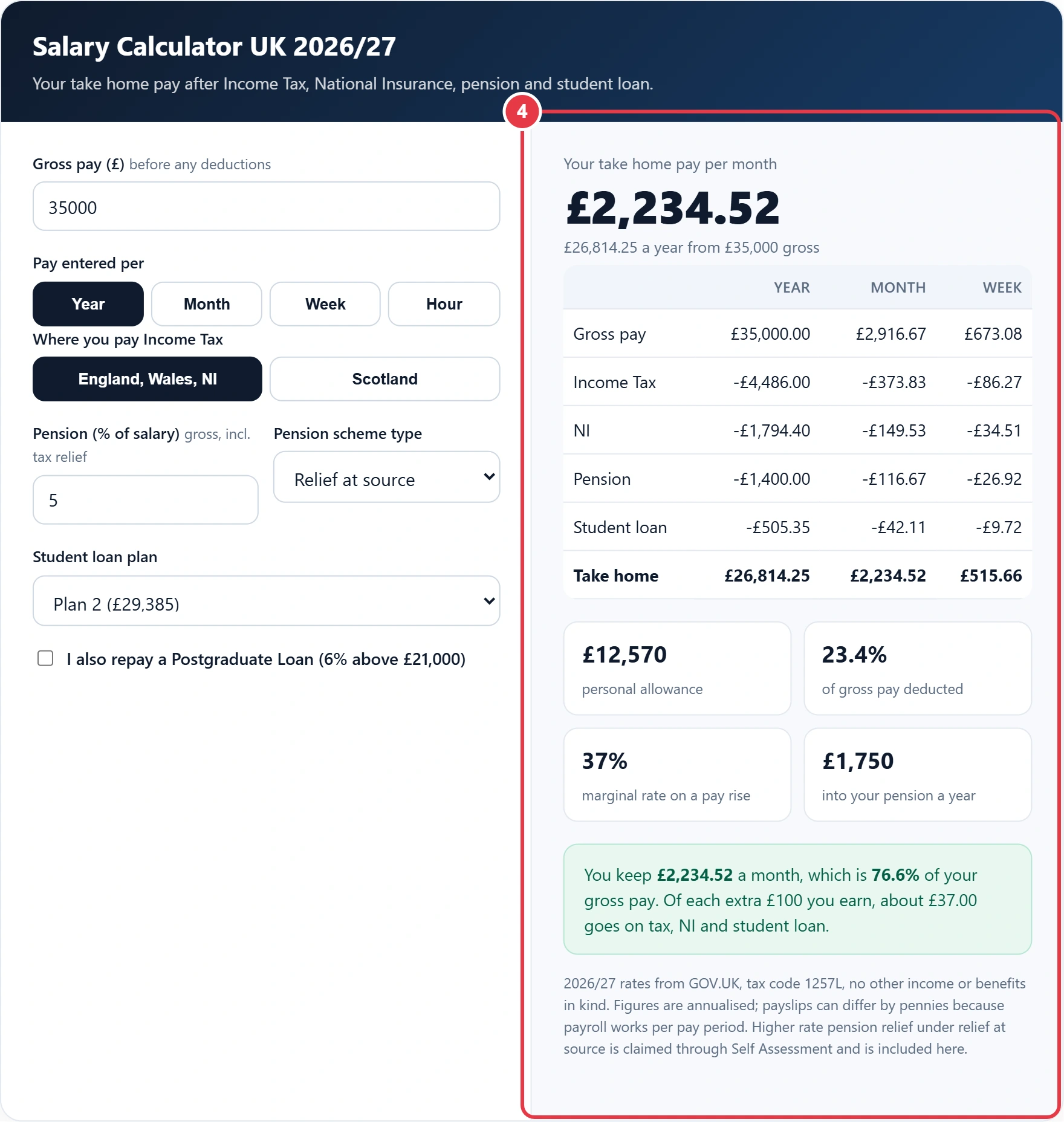 Step 4: read your take home pay and deductions