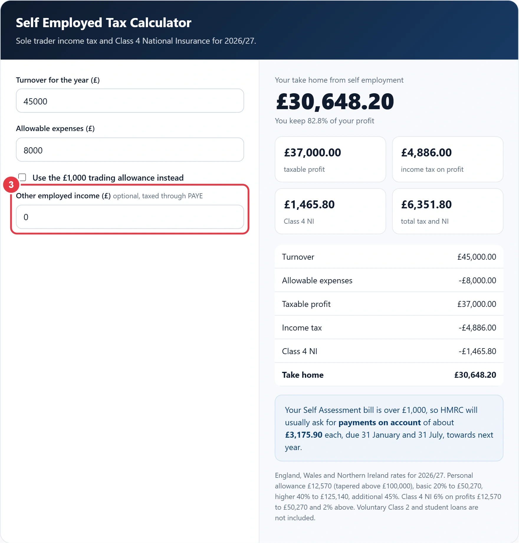 Step 3: add any other employed income