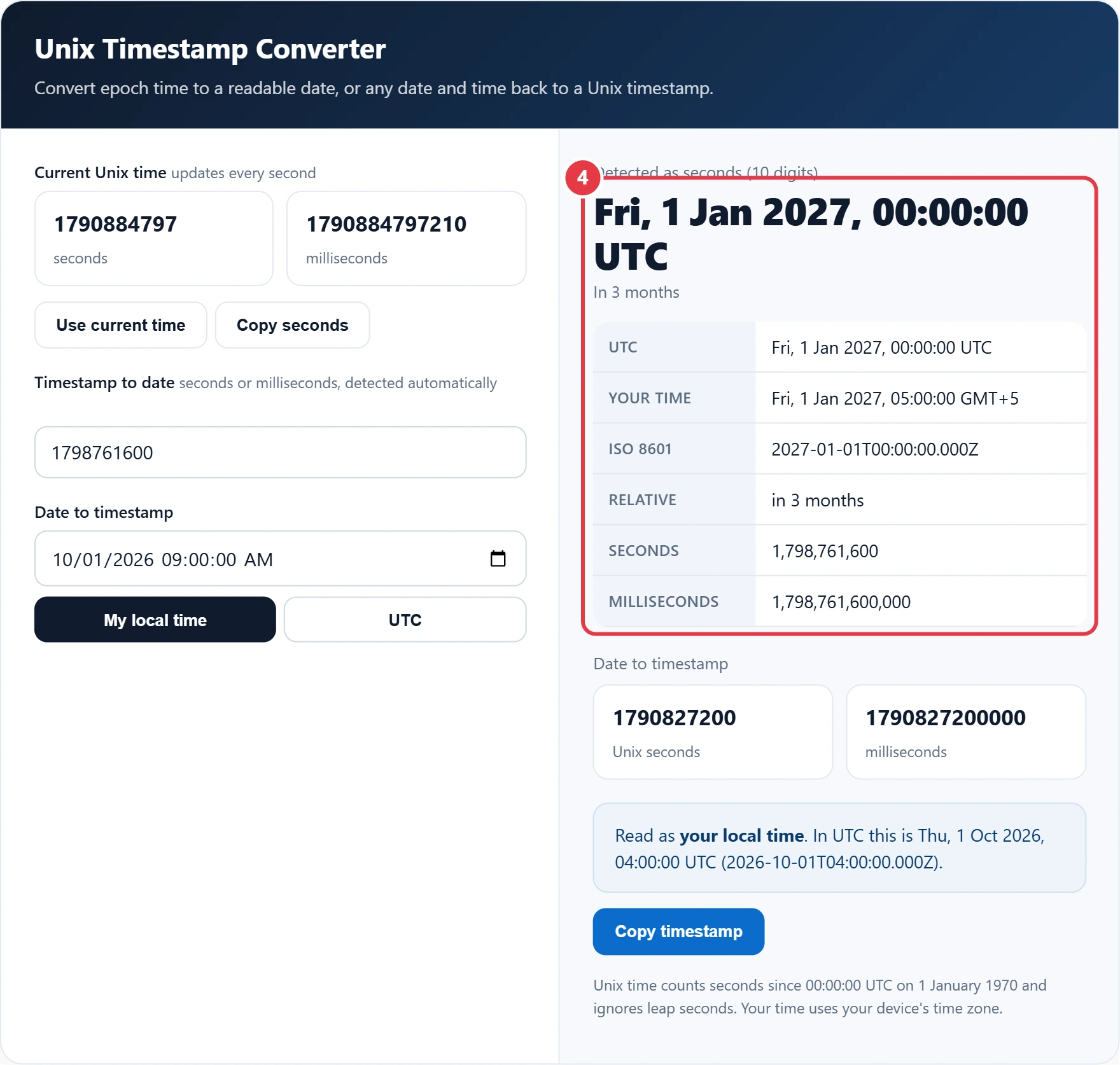 Step 4: read the converted dates and timestamps