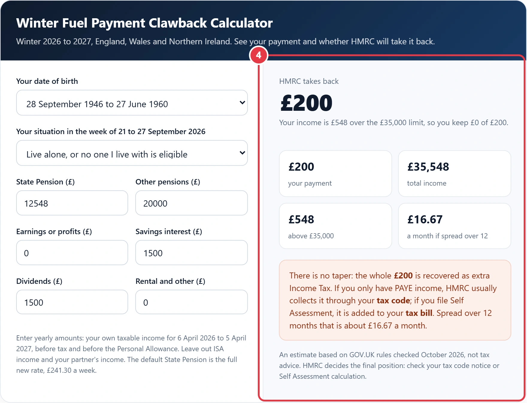 Step 4: see whether you keep the payment or HMRC takes it back